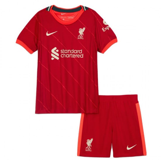 Camisola Liverpool Criança Equipamento Primeiro 2021-2022 Manga Curta
